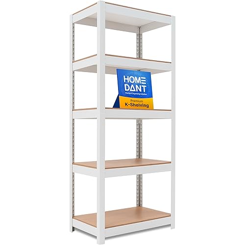 HOMEDANT House 5 Tier 24.1" W Laminated Metal Shelving Unit Adjustable Storage Utility Rack Heavy Duty Shelves Organization Multipurpose Shelf Kitchen Garage Pantry Closet 1 Pack