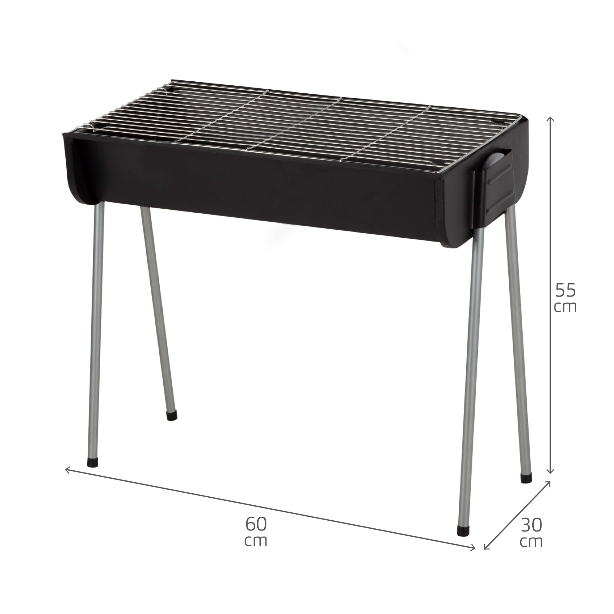 AKTIVE 63169 Barbacoa de carbón, De Acero, Medidas 60x30x55 cm, Diseño Resistente y fácil de Montar, óptimo para jardín, terraza y Camping