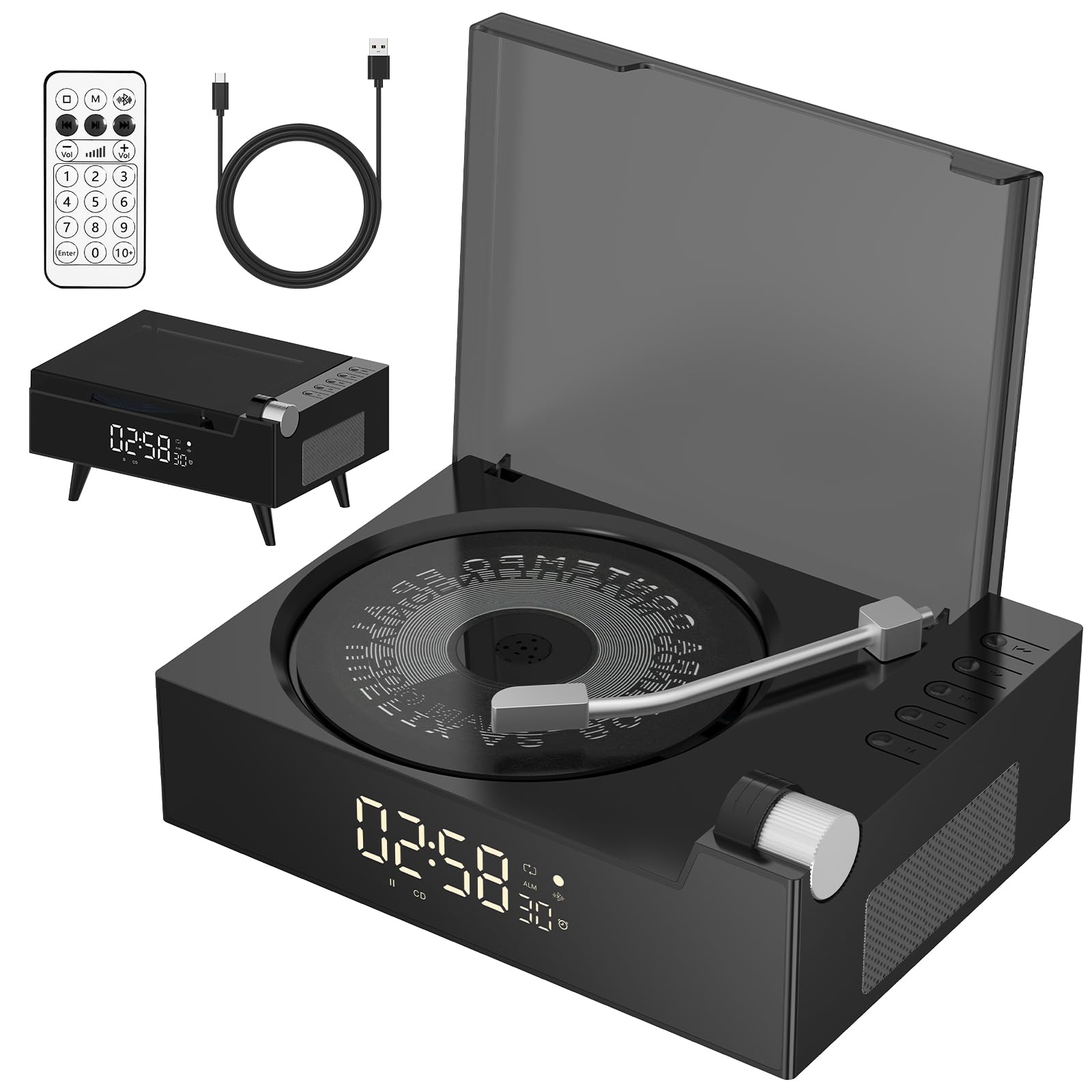 CD Player with Bluetooth Transmitter and Reciever(Black)