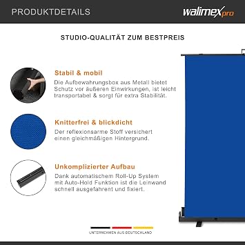 walimex Pro Roll-up Panel Background 155 x 200 cm Blue