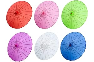 THY COLLECTIBLES Set of 6 33" Japanese Chinese Paper Umbrella Parasol