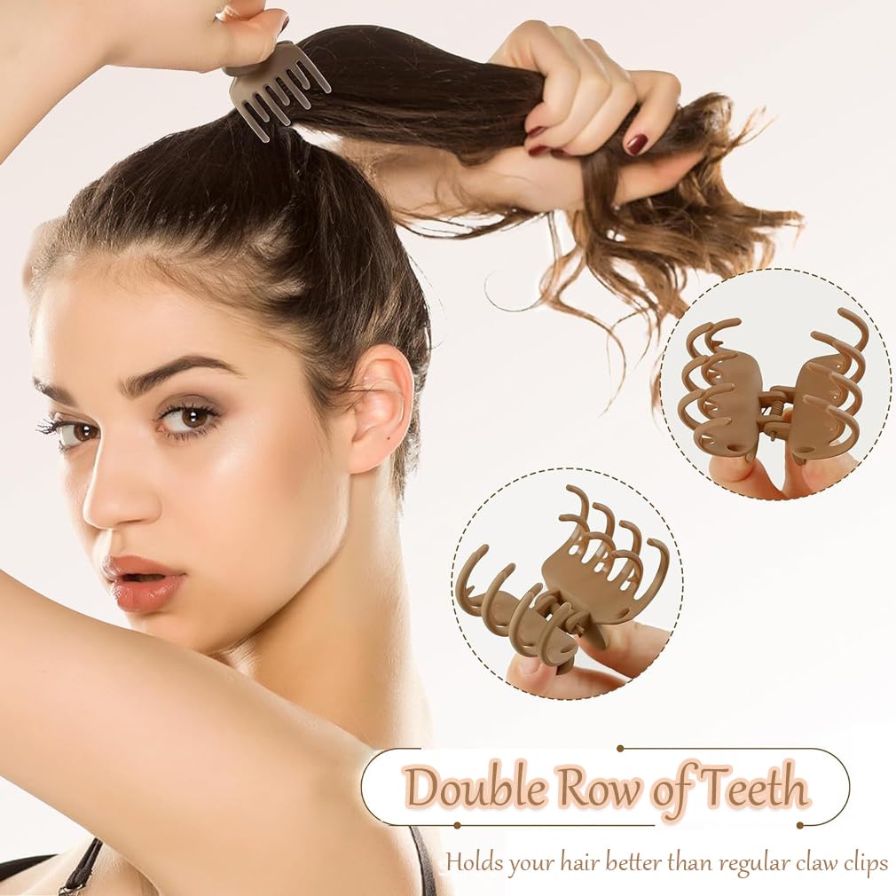 8 Pack Double Row Teeth Small Hair Claw Clips 1.6" Matte Hair Clips for Women Cute Claw Clips Set for Thin Hair Mini Accessories for Girls - Image 3
