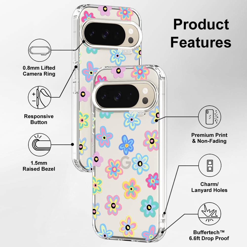 MOSNOVO Case for Google Pixel 10 & Pixel 10 Pro, [Buffertech 6.6ft Military-Grade Drop Protection] [Anti Peel Off Tech] Clear TPU Bumper Phone Case Cover Design - Cute Cherry — view 457
