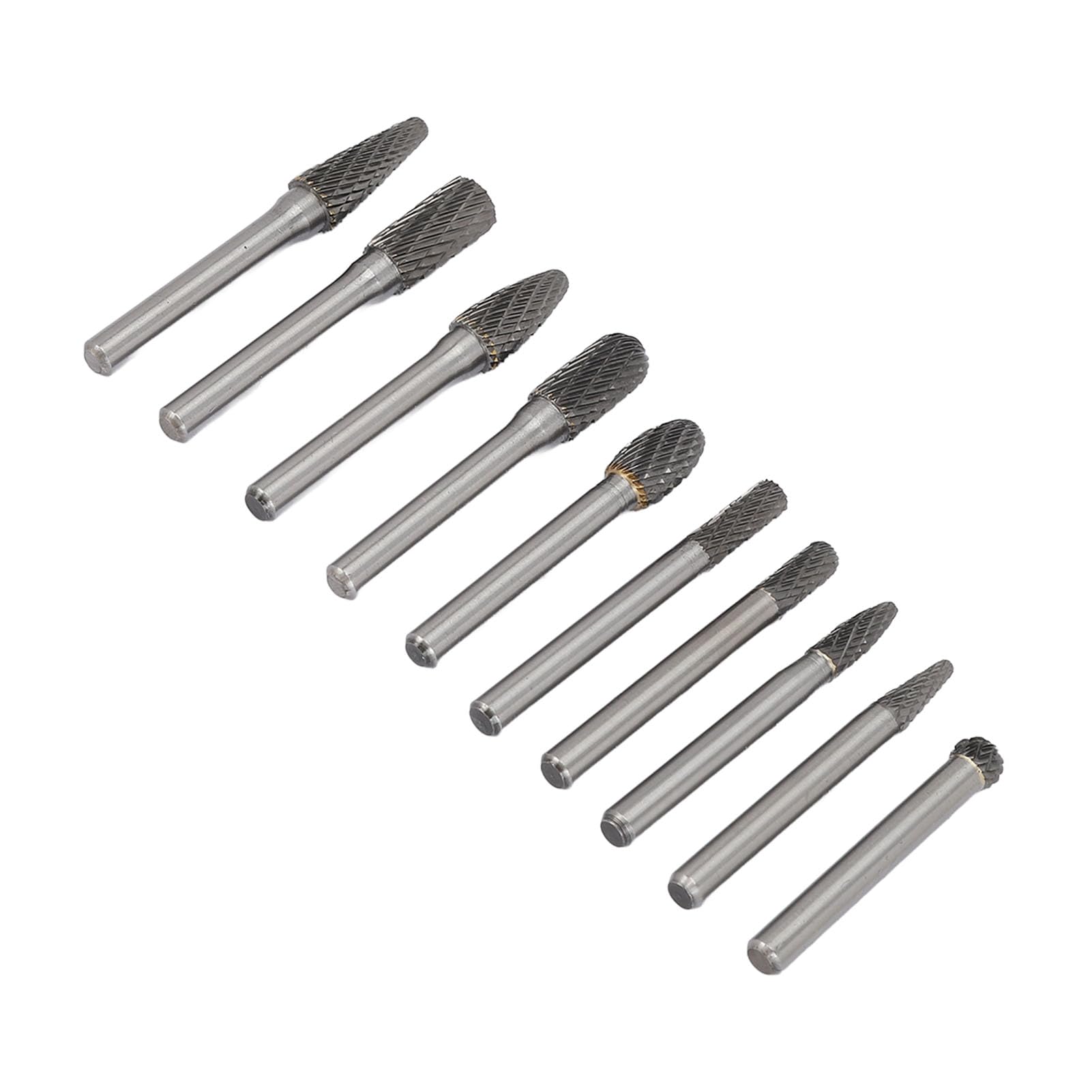 Juego de 10 brocas de fresas rotativas de carburo de tungsteno, rebabas de carburo de doble corte para el rectificado de metal y madera, compatibles con herramientas rotativas para