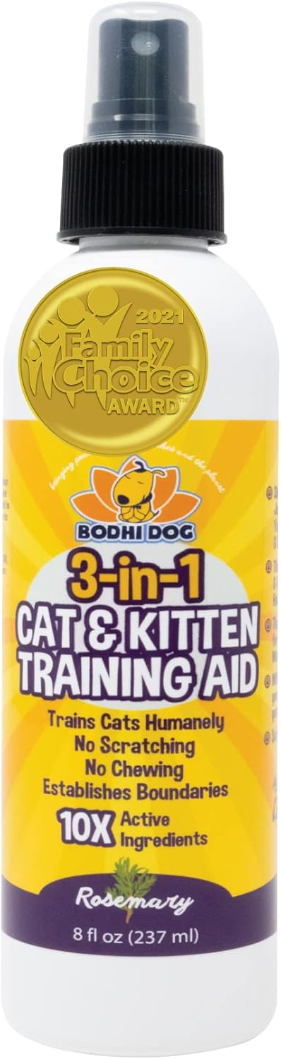 3-in-1 Cat & Kitten Training Aid with Bitter | Cat Training Spray for Indoor and Outdoor Use | Anti Scratch Furniture Protector | Establish Boundaries & Keep Cat Off | Made in The USA (8oz) : Pet Supplies