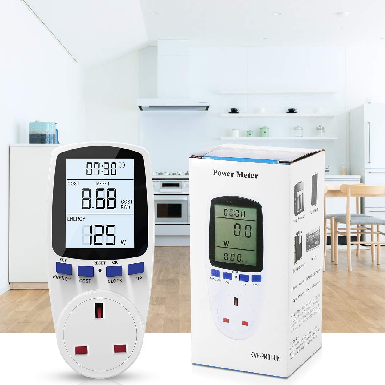 Energy Monitor Plug Power Meter, Electricity Usage Monitor Socket with