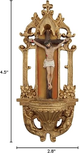 Miniatura 4 de Religious Church Supplies Crucifijo de latón macizo, hermoso Jesús, placa de pared