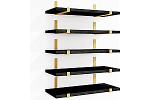 Fixwal Floating Shelves (Black and Gold Finish)