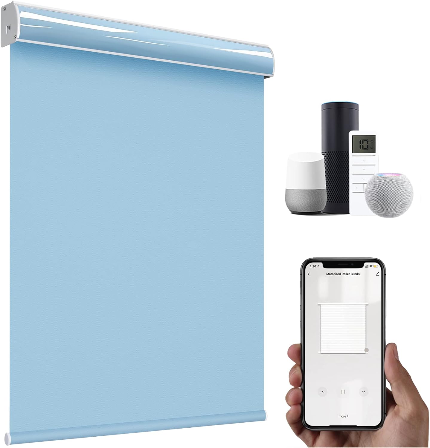 Smart Motorized Electric Blackout Curtains - Easy to Install, Thermal Insulated Texture, Compatible with Alexa/Homekit, Remote Control, Customizable (Standard Version)