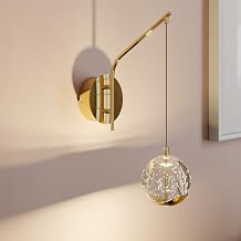 13" Gold Hanging Wall Sconce Vintage, Integrated LED Bubble Glass Globe, Modern Art Deco Hanging Wall Light for Bedroom, Living Room and Bathroom, 3000K Warm White, Hardwired