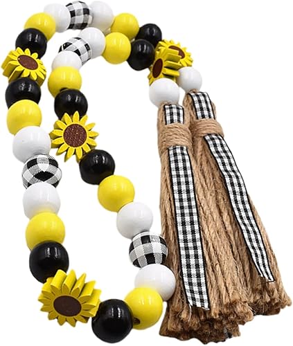 NOLITOY Decoración de cuerdas de girasoles con cuentas de madera, guirnalda de cuentas de madera, colgante decorativo para decoración del hogar y disponible en Yaxa Guatemala