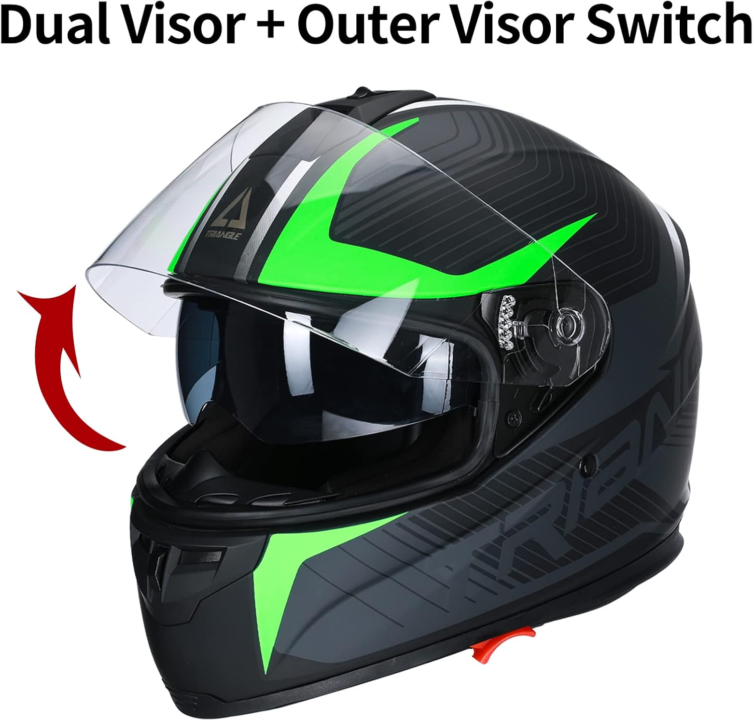 TRIANGLE Full Face Dual Visor Matte Black Street Bike Motorcycle Helmet