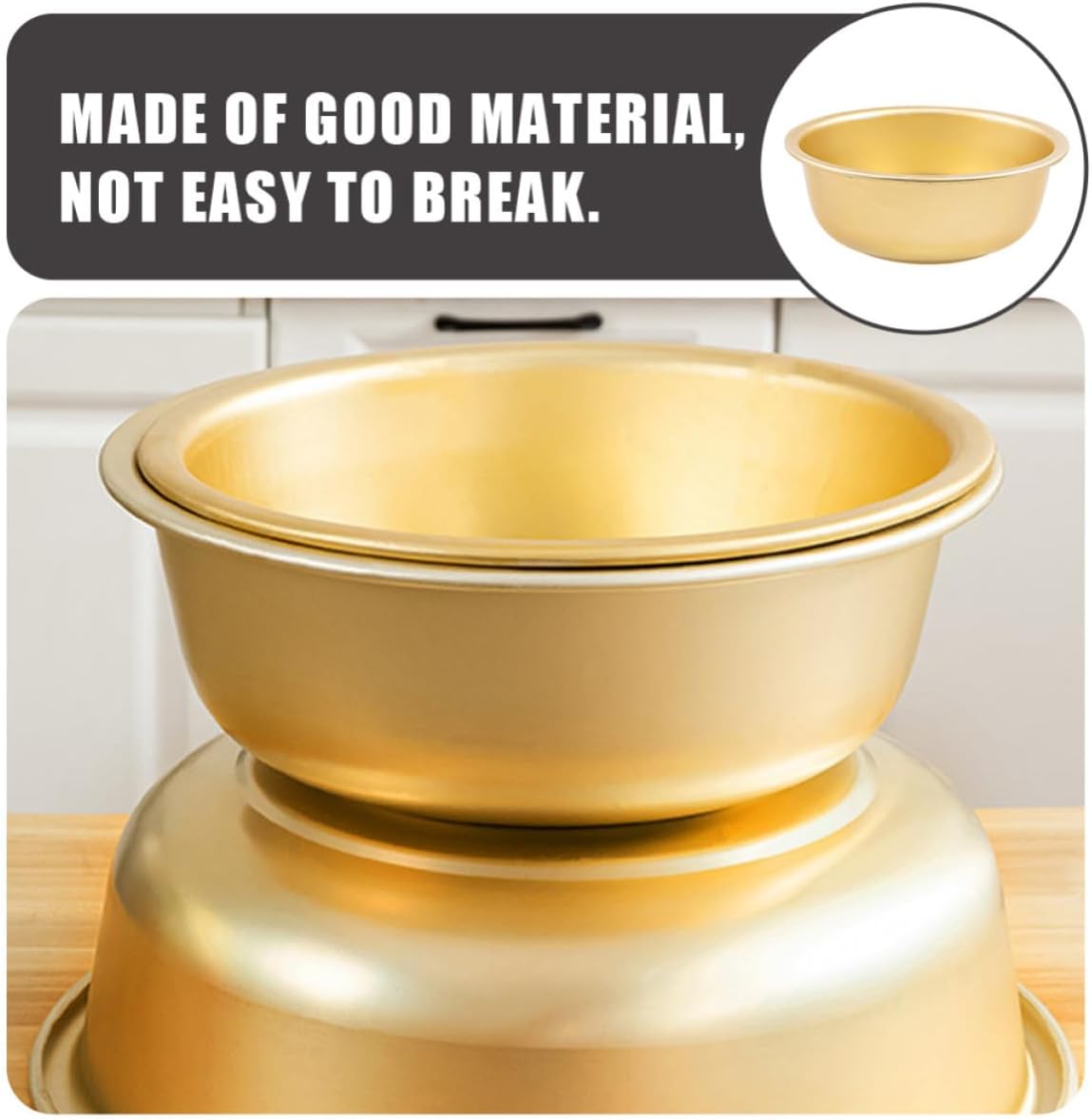 Large Aluminum Fruit Washing Basin, round Golden Thickened Bowl