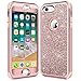 Hython Designed for iPhone 8, iPhone 7 Case, Heavy Duty Full-Body Defender Protective Case Bling Glitter Sparkle Hard Shell Hybrid Shockproof Rubber Bumper Cover, Rose Gold