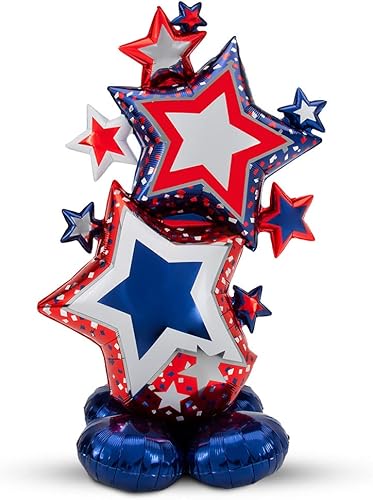 Anagram 42851 Patriot Star Cluster Airloonz - Globo de fiesta de papel de aluminio, 59 pulgadas, multicolor, paquete de 1