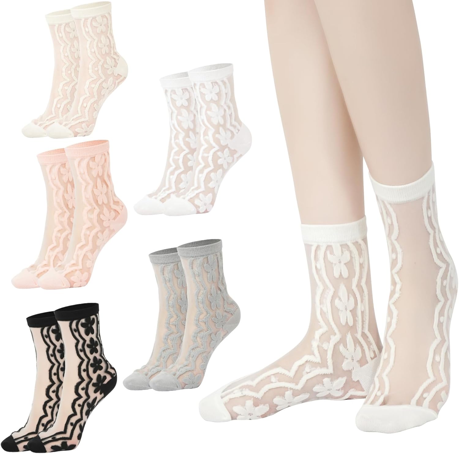 YOYOU Ruffle Crew Socks Women, Frilly Socks, Girly Scalloped Lettuce