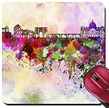 Mouse Mat Rom-Skyline Im Aquarellhintergrund Mousepad Verbessert Geschwindigkeit Office Mat Mikrofaser Office Mauspad Für Computer Zuhause 25X30Cm