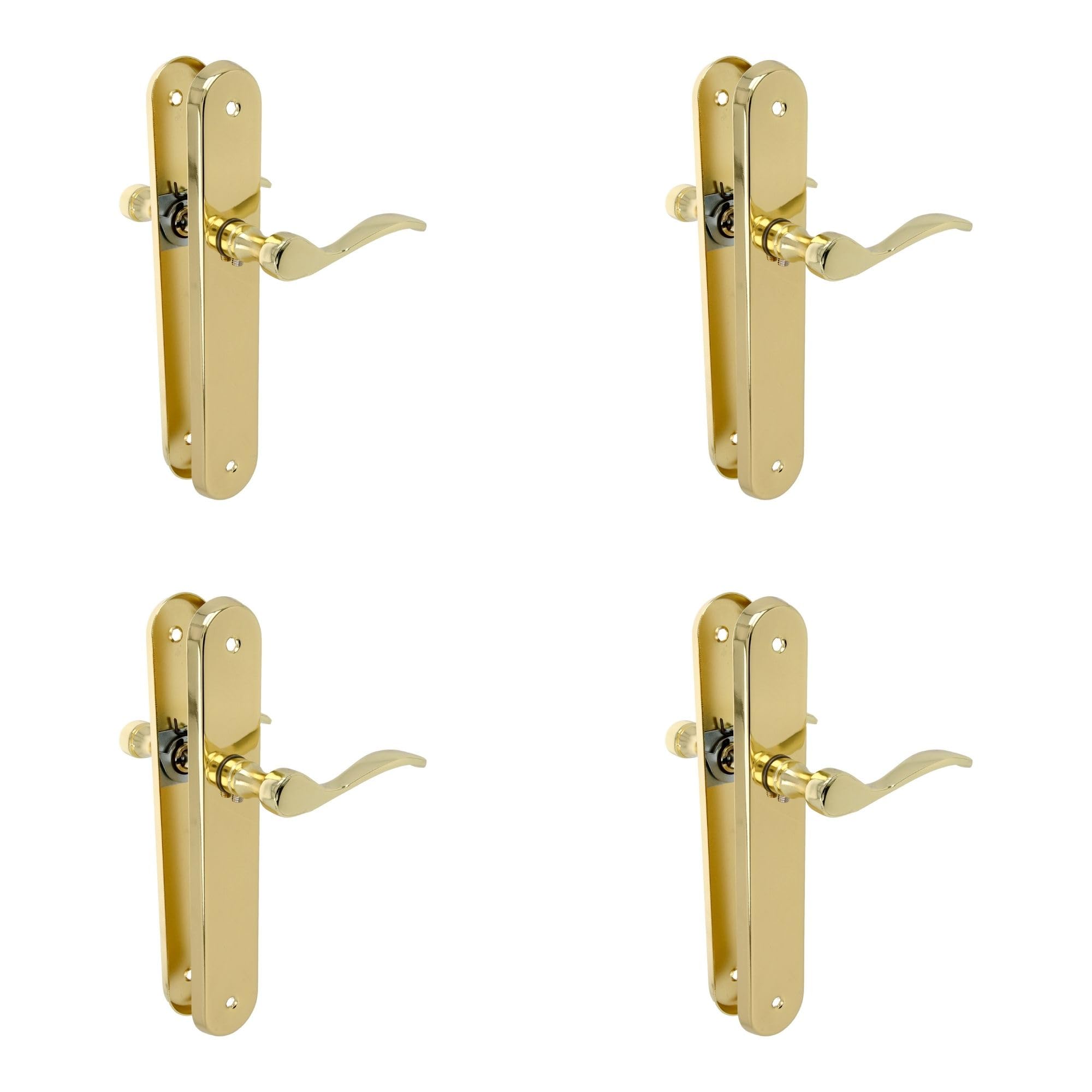 Amig - Set of 4 Brass Door Handles | Easy Installation with Screws Included | Ergonomic & Timeless Design | Durable Steel & Zamak Construction | Mattes Chrome Metal — image 1