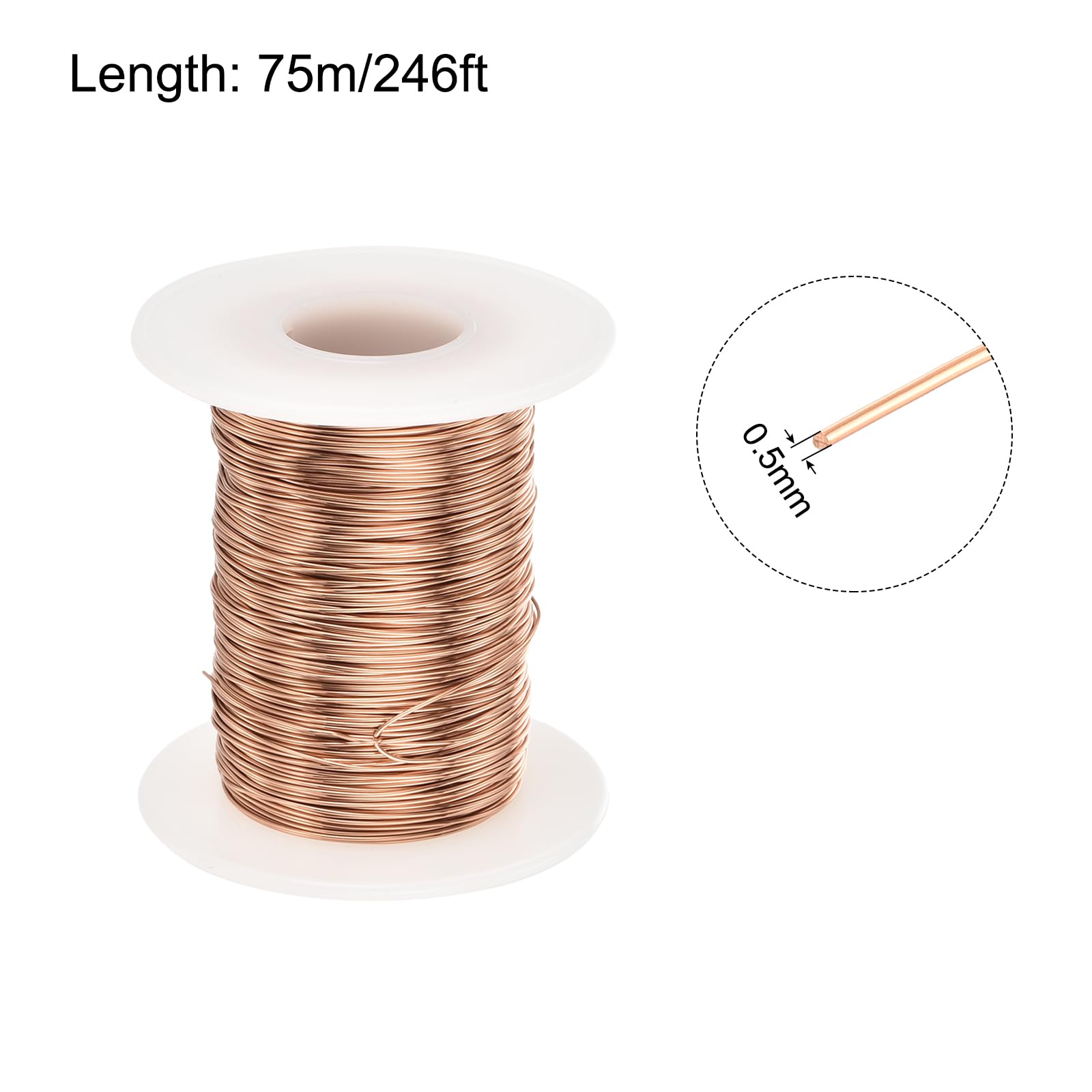 Amazon | uxcell エナメル線 ポリウレタン銅線 直径0.5mm 長さ約75m Amazon | uxcell エナメル線 ポリウレタン銅線 直径0.5mm 長さ約75m