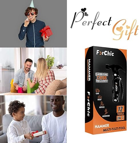 Miniatura 7 de Martillo multiherramienta 12 en 1, herramienta de supervivencia, regalo de Navidad y cumpleaños para hombres, bricolaje, padre, marido, novio, él,