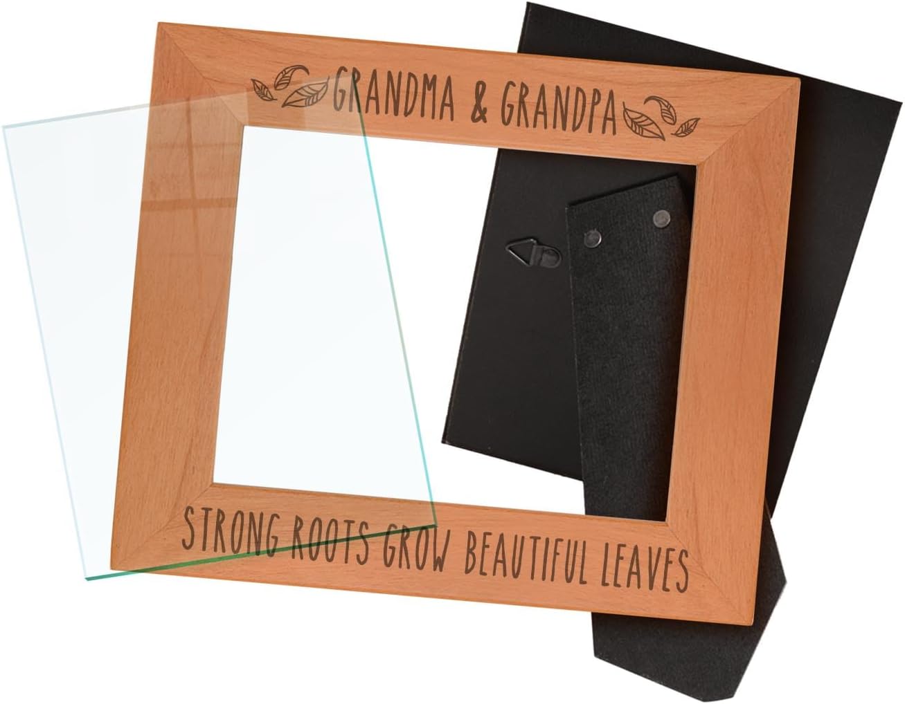 Personalized Gifts Sentimental Frame Grandma & Grandpa Strong Roots Beautiful Leaves Wood Engraved 8x10 Landscape Picture Frame