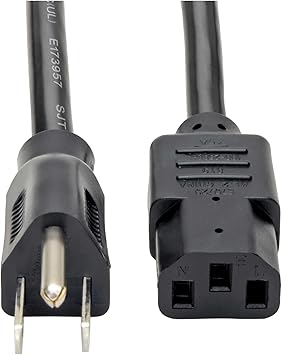 Eaton Tripp Lite Series 15 Amp Standard 10ft Computer Power Cord for PC, Monitor, Laptop & More | UL Listed, Heavy Duty 14 AWG, 5-15P to IEC C13, Replacement 3 Prong AC Power Cable P007-010