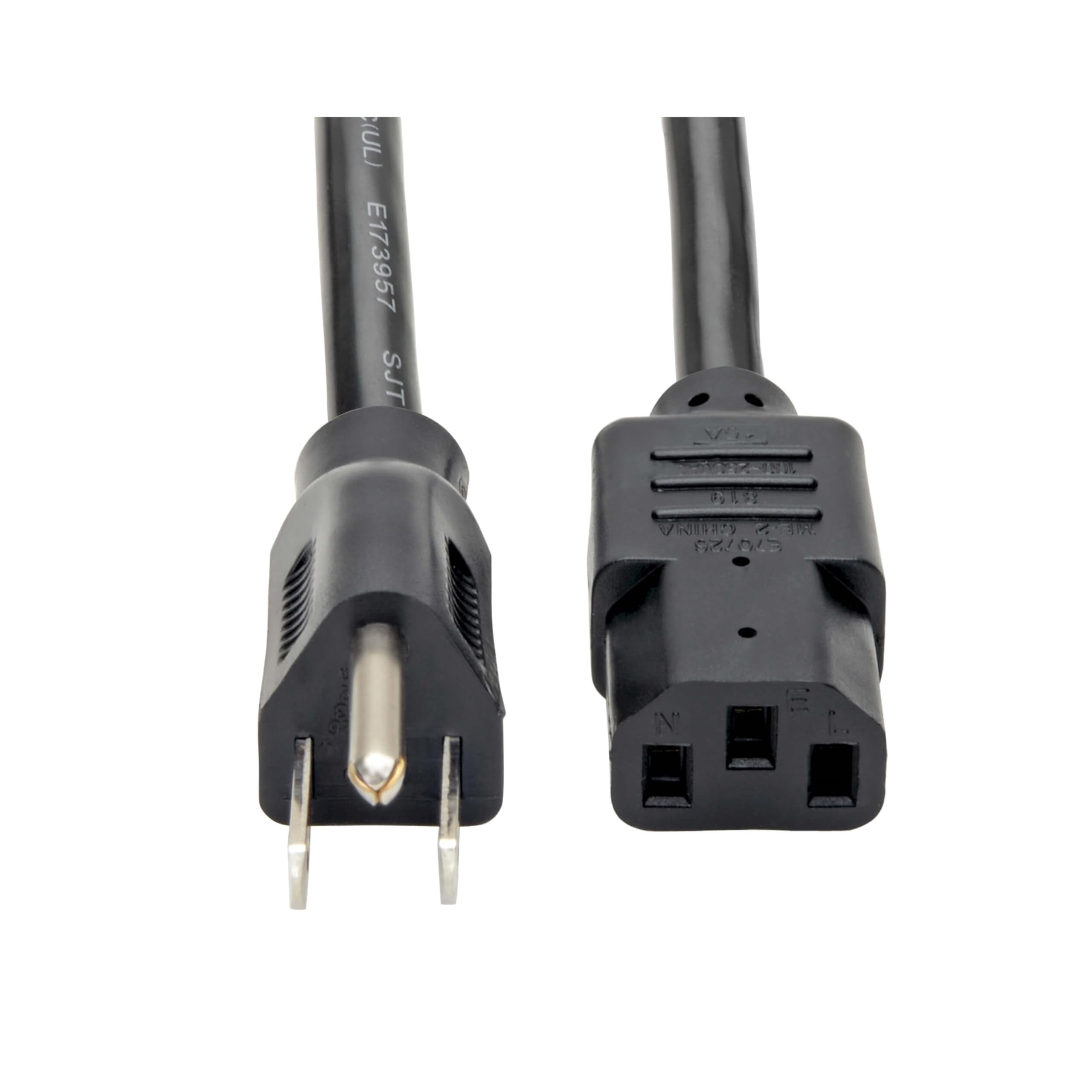 Eaton Tripp Lite series 15 Amp Standard 10ft Computer Power Cord for PC, Monitor, Laptop & More | UL Listed, Heavy Duty 14 AWG, 5-15P to IEC C13, Replacement 3 Prong AC Power Cable (P007-010)