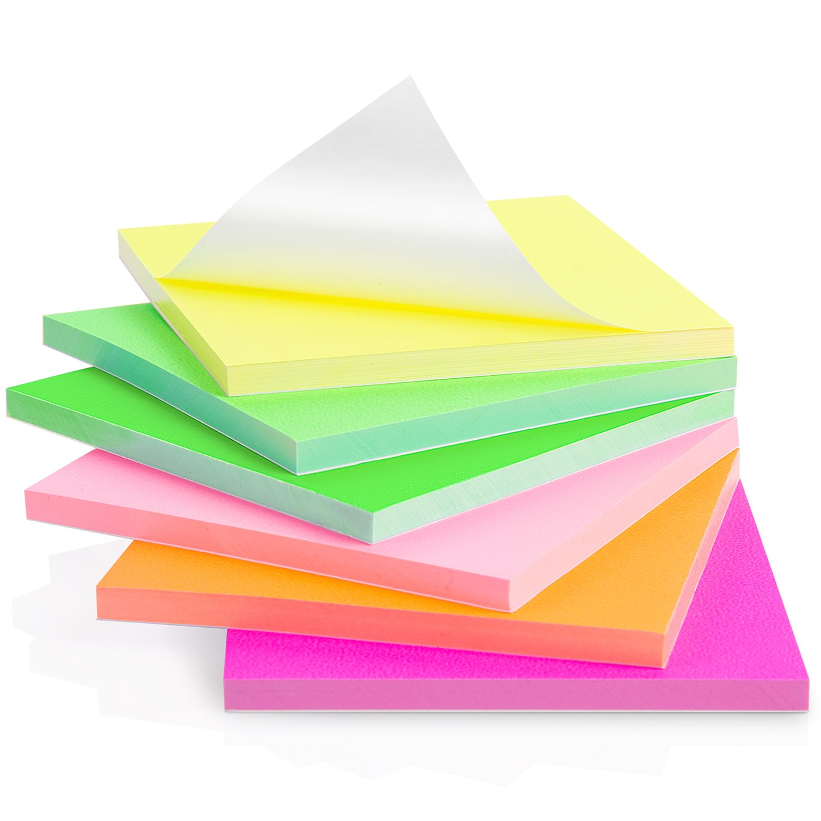 Sansoak Transparente Haftnotizen, 300Blätter Wasserdichte Durchsichtige Farbmemo Transparent Sticky Notes 76×76 mm, 50/Block, 6 Farben farbige Selbstklebende Durchsichtige Haftnotizen für Schulbüro