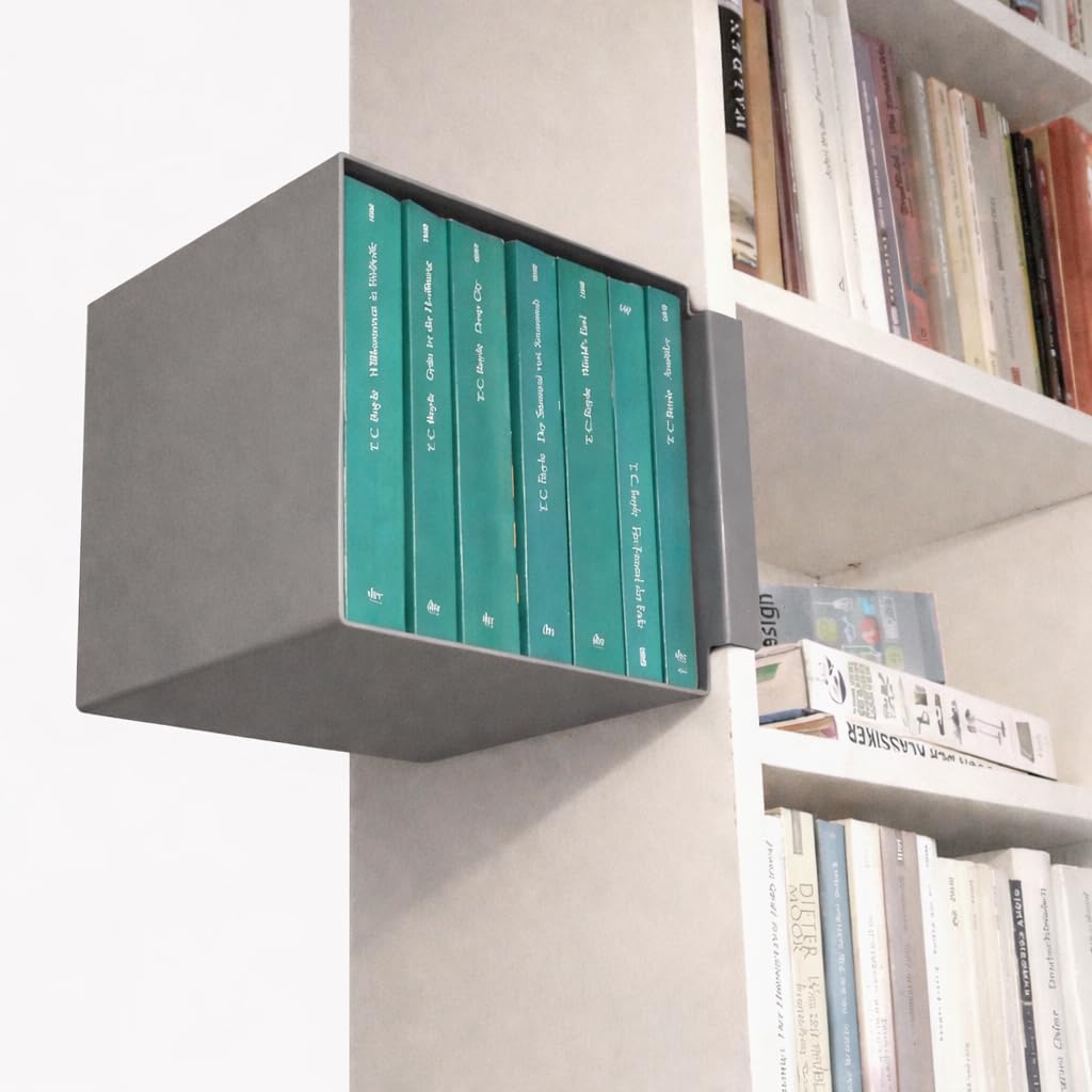 59402 Metal Add-on Book Shelf/Metal Clip Shelf/Hanging Shelf/Wardrobe Organizer/Cupboard Organizer Shelf / 8"x8" - Grey-image-11