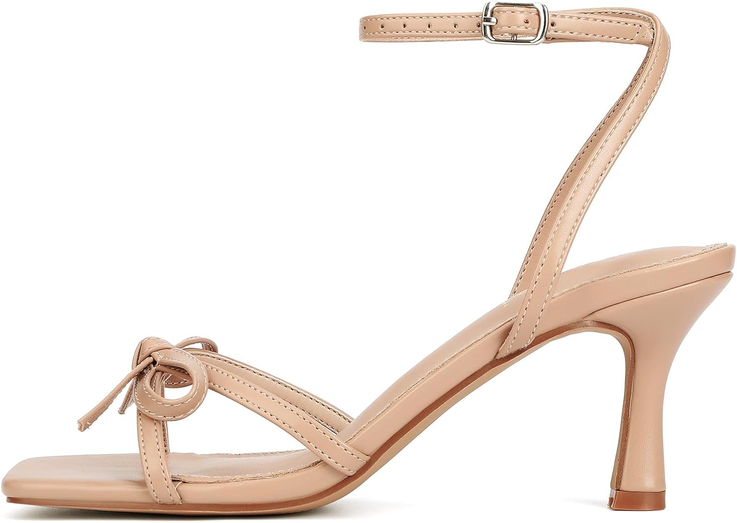 Kitten Heels with Bow Strappy Heels for Women Square Open Toe Mid Heeled Sandals - Image 4