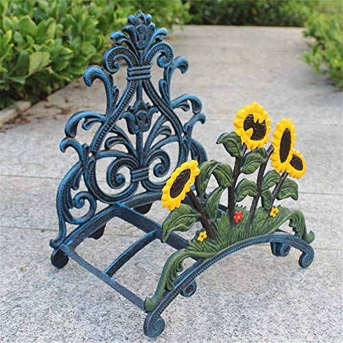 Iron Hose Holder Euro Wall Mounted Cast Iron Garden Hose Hanger, Sunflower Hose Butler Water Hose Holder Rack Reel Hook, Gardening Rack Garden Wall Decoration Decorative Indoor Outdoor Hose Rack Reel