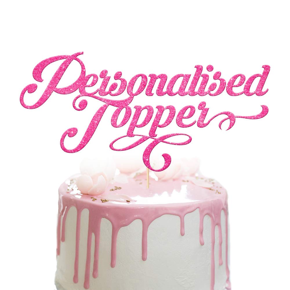 EDSG Personalised Cake Topper Glitter Any Word Age Customised 1st 18th 21st 30th Birthday | Wedding | Christening - Double Sided Glitter Card Hand Finished in UK