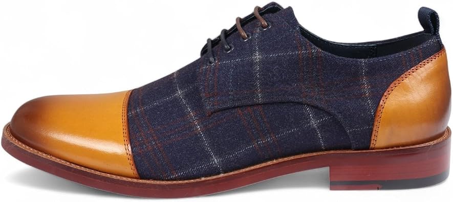 Mens Oxford Brown Leather Brogue Shoes - Ronnie