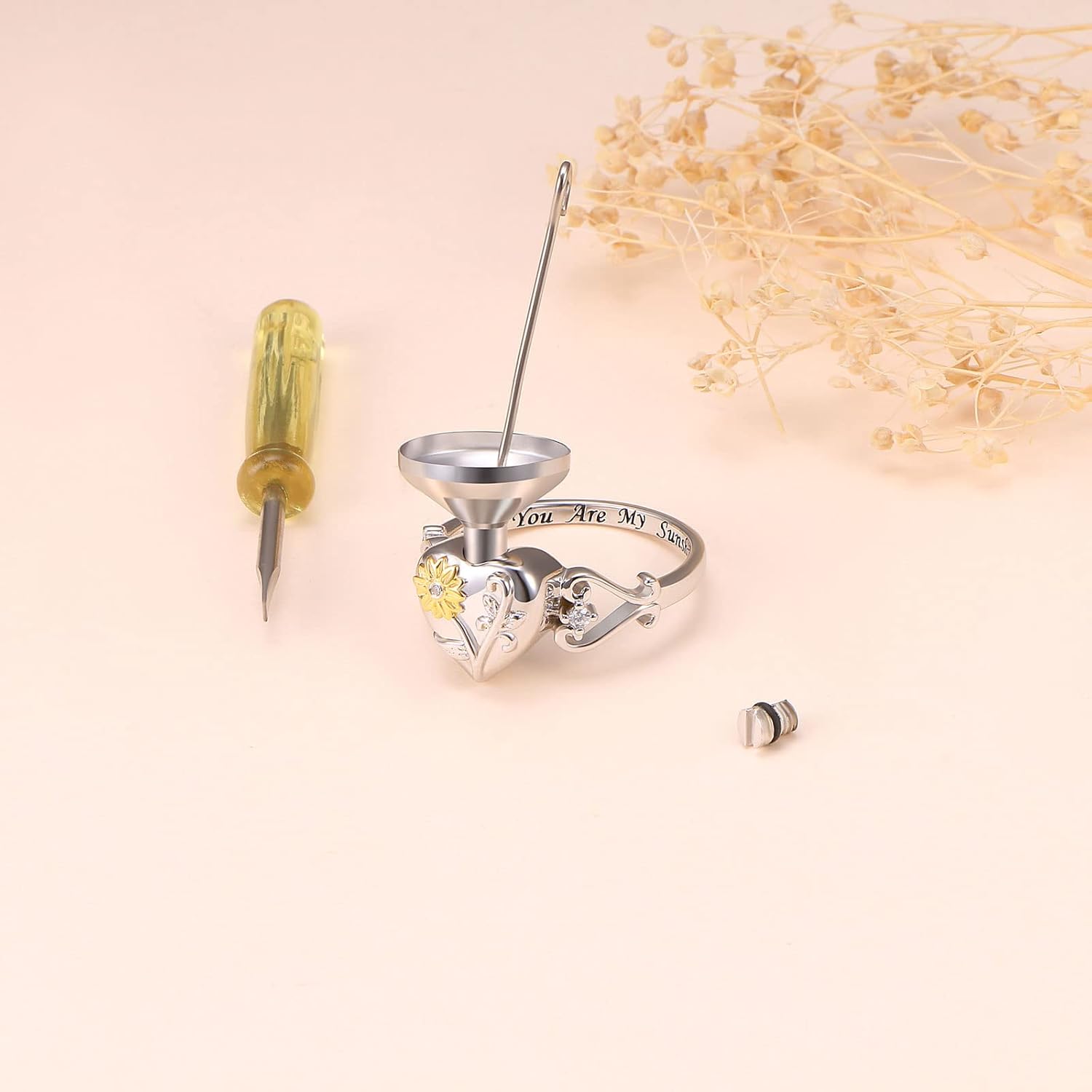 Urn Rings for Ashes for Women, 925 Sterling Silver Rose Flower/Sunflower/Red Cardinal/ Lotus Urn Ring Hold Loved Ones Ashes Forever In My Heart Keepsake Memorial Jewelry Cremation Rings for women - Image 3