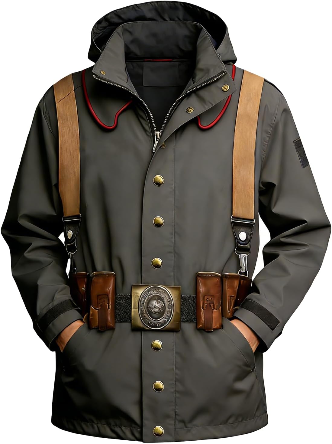 Uyecos Military Printed Pattern Waterproof Hoodie Windbreaker Lightweight Rain Jacket for Hiking Travel Halloween Cosplay