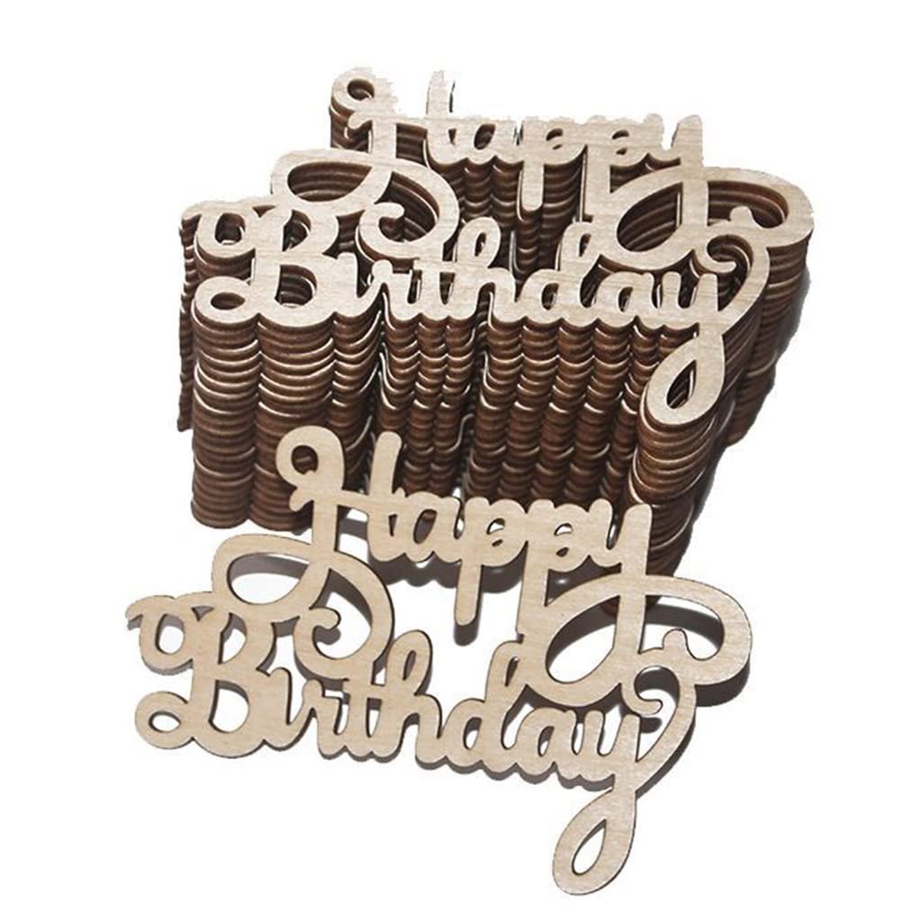 yanwuwa 15Pcs Wooden Happy Birthday Pattern Ornaments Hanging Decorations Ornament Wood Crafts Wedding Party Decor Happy Birthday Party Decorations Kit