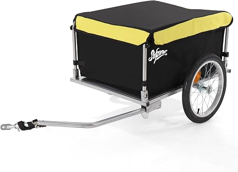 Bike Cargo Trailer Foldable, 145lbs Max Load, 600D Oxford Removable Box, 2x16 Inflatable Wheels, Aluminum Bike Trailer Cargo w/Universal Hitch, for Luggage, Tools, Groceries