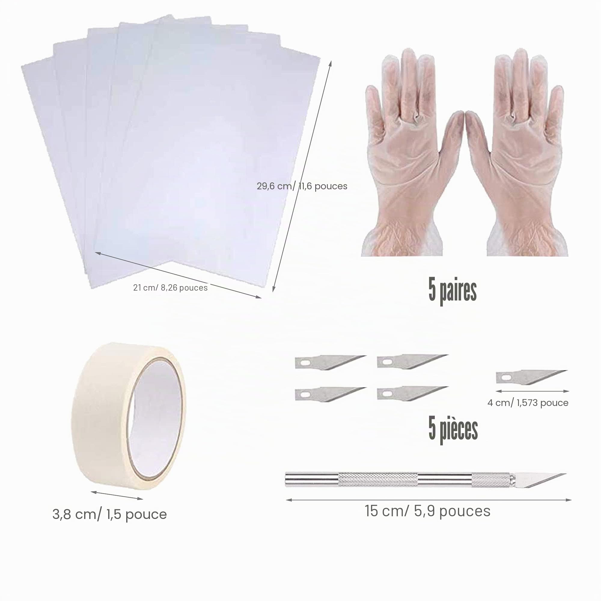 Cayway Lot de 42 cadres sérigraphiés, 4 autres cadres sérigraphiés avec maille, grattoir à encre, bâtons en bois, film transparent imperméable et ruban de masquage, gants