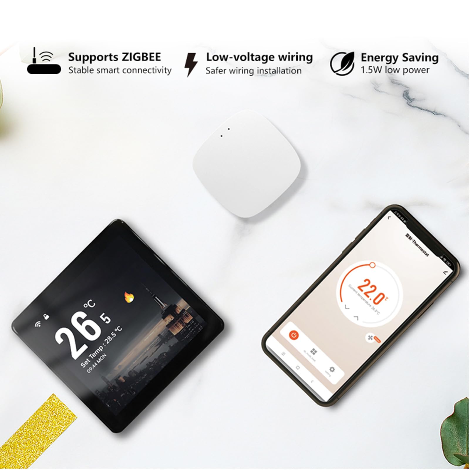 Smart Thermostat für Klimaanlage, WLAN Fan Coil Thermostat mit 4 Zoll IPS Touchscreen, Digitale Klimaanlagen Regler Zentralheizungssteuerung, Smart Home Heizungssteuerung