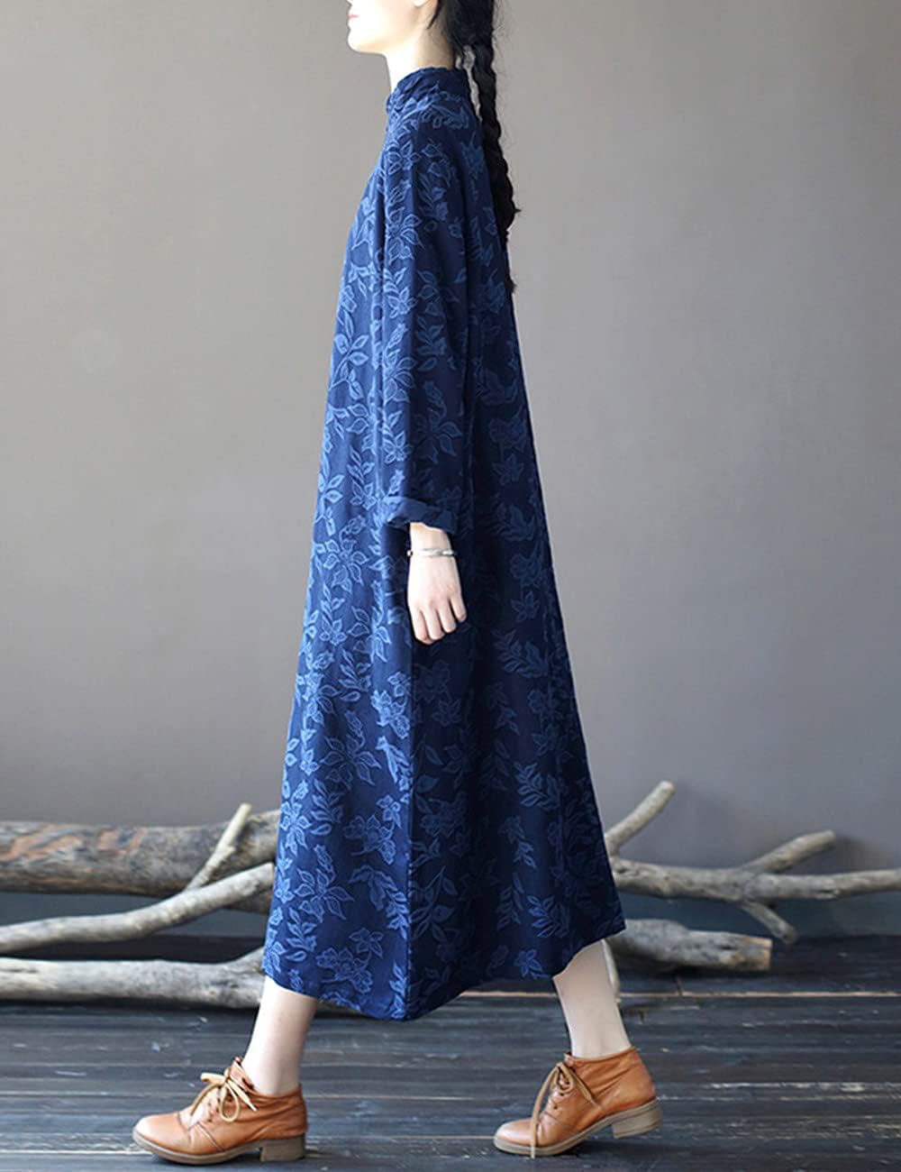 NFYM Fall Winter Women's Chinese Cheongsam Dress Cotton Jacquard Qipao Long Ethnic Modern Trend Dresses