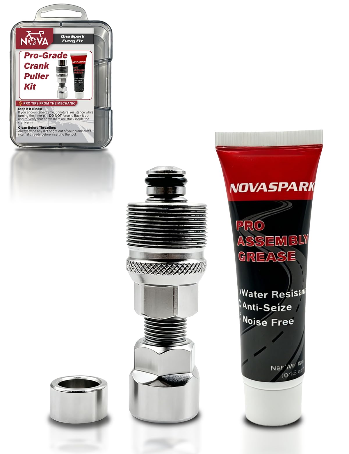 NOVASPARK Kit de herramientas de extracción de manivela y manivela de bicicleta con punta flotante y grasa que no se dañan, para manivelas estriadas Isis y Octalink, compatible con Shimano