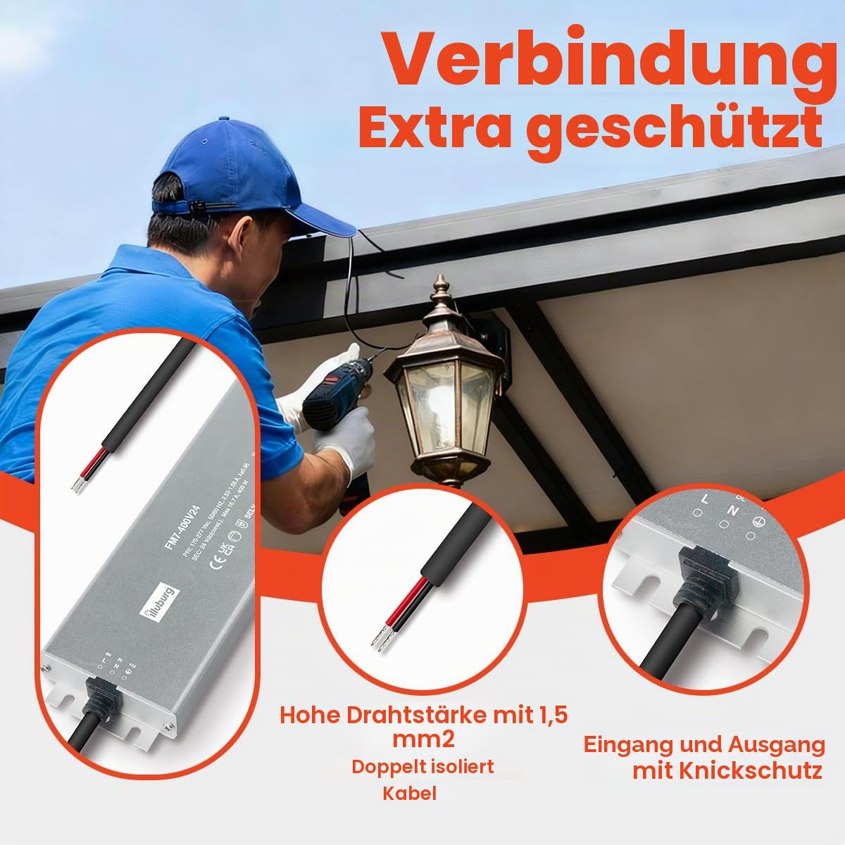 LED Trafo 24V 400W Wasserdicht IP67 Flackerfrei für LED Strip Lampe LED Netzteil Treiber Power Supply, Weiß, Metall