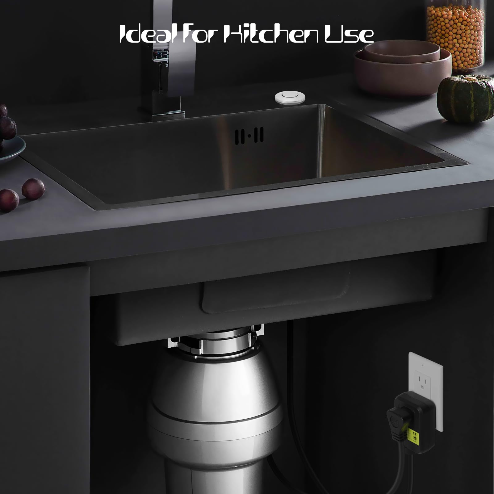 LF40 Kit de interruptor de aire para eliminación de basura, listado UL, eliminación de residuos de fregadero, botón de aire de encendido/apagado de níquel cepillado de acero inoxidable, pieza de