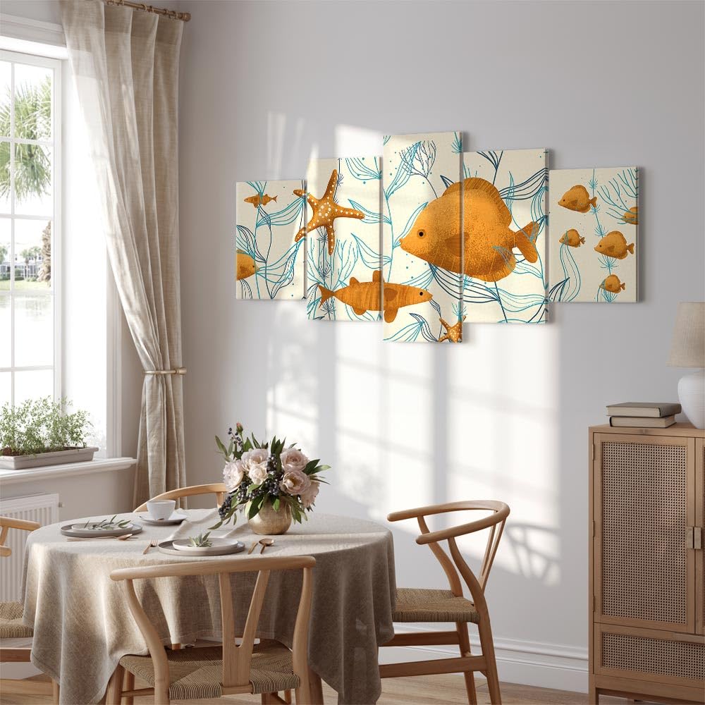 murando - Quadro Mondo 225x112 cm 5 Pezzi Stampa su tela XXL Immagini Moderni Murale Fotografia Grafica Decorazione da parete Quadri Componibili Pesci Stella marina Impianti Mare g-A-10076-b-a