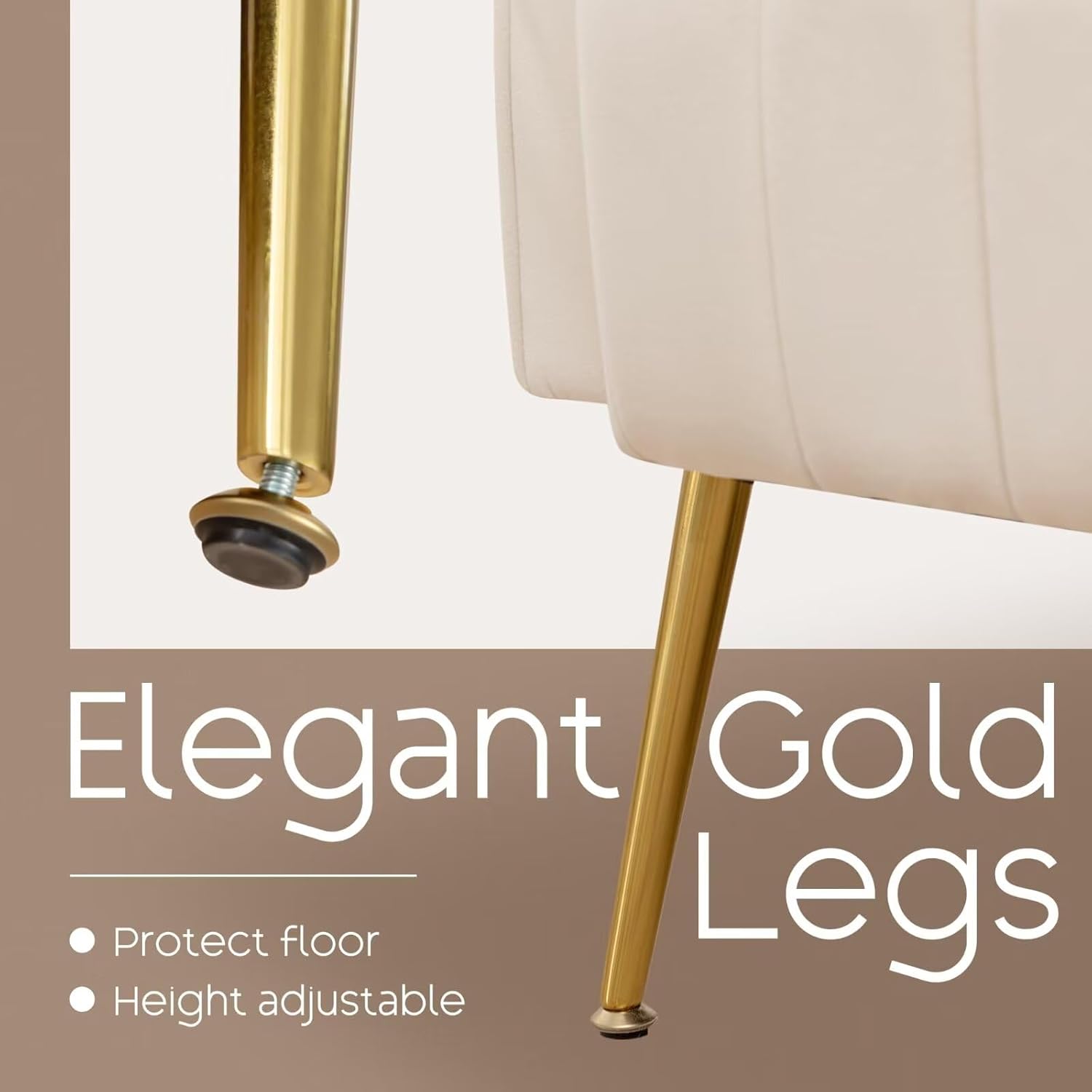 Velvet Accent Chair Set of 2,Wingback Armchair for Living Room, HighBack Reading Chair with Golden Legs Lumbar Pillow, Upholstered Single Sofa Comfy for Bedroom, Apartment, Small Spaces Beige