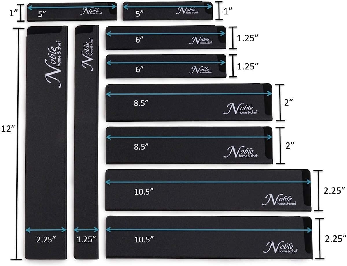 Chef’s Knife Roll (14 slots) and 10 Piece Knife Guards Bundle. Knife Bag Holds 10 Knives PLUS Meat Cleaver and Zippered Pouch. Knives Sheaths are Durable, Non-BPA, and Felt-Lined. Knives Not Included: Home & Kitchen