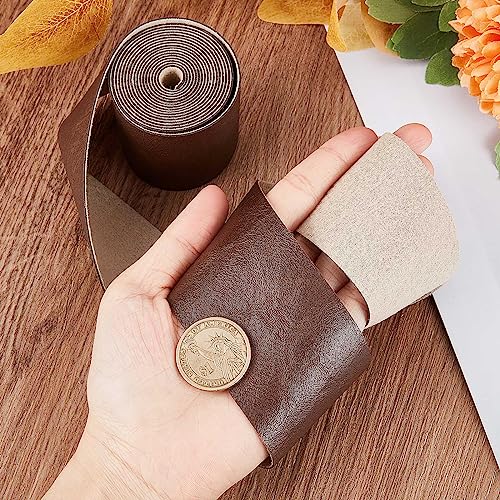 GORGECRAFT 79" x 2" Dark Brown Faux Grain Buffalo Leather Strip 1.2mm Thick Flat Pu Leather Strap Matte Synthetic Leather Cord Single Sided Synthetic Leather Supplies for Craft Projects Jewelry Boxes - Image 3