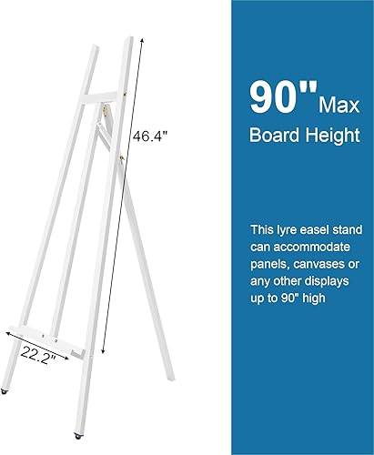 Miniatura 3 de Caballete de madera con marco A  Caballete ajustable de madera de haya de lira con soporte para lienzo de hasta 90 pulgadas, caballete de pintura de