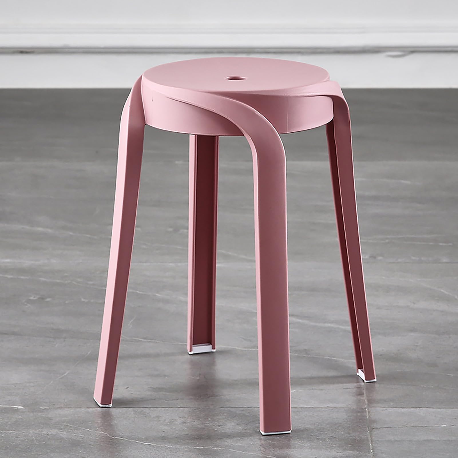 Nakeah4 Pack Plastic Stackable Stools Portable Nesting Stools Stackable Stool Colorful Plastic Stools Backless Bar Stool for School and Offices,C