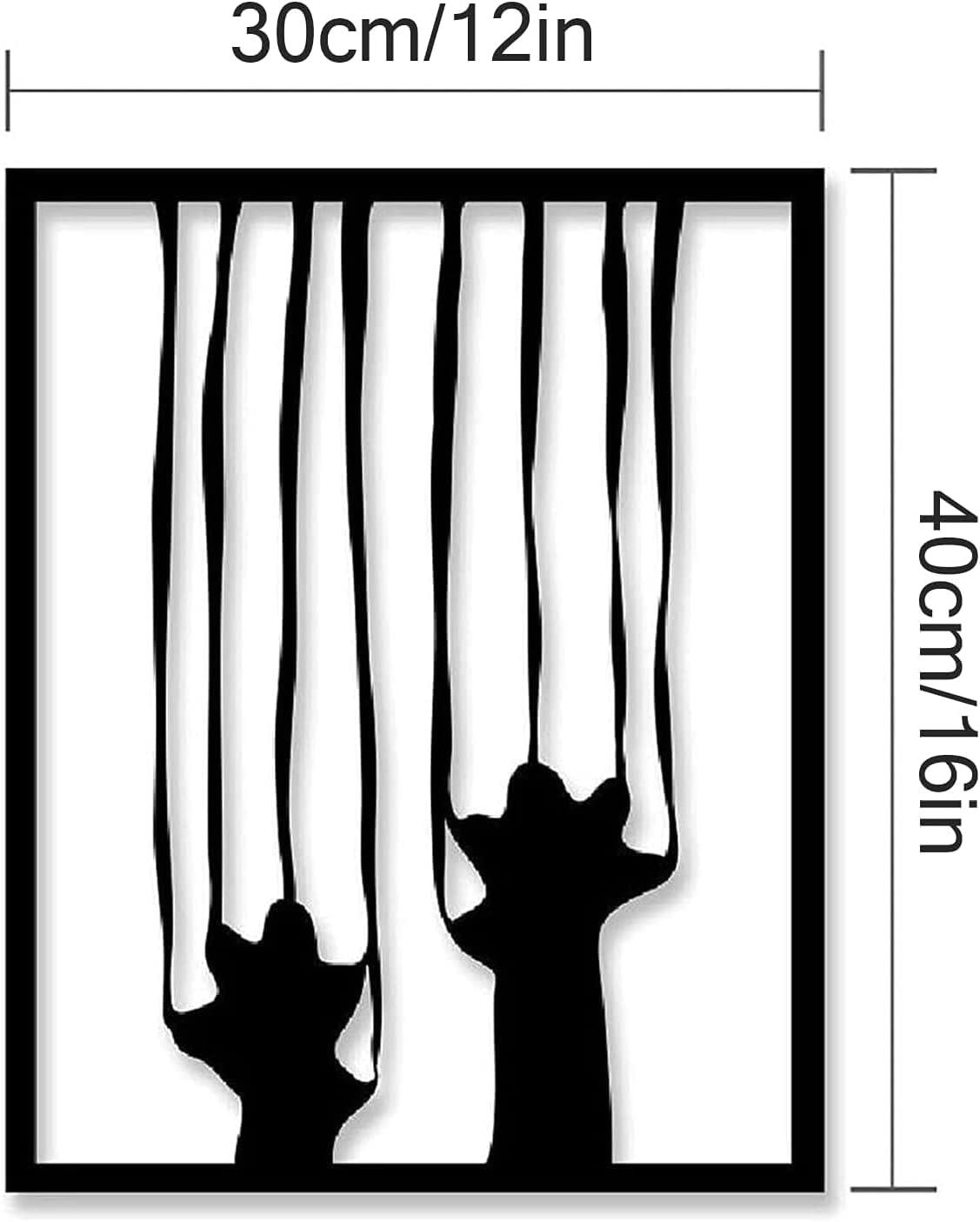 金属製の猫の爪の壁の装飾黒の猫の爪の壁の彫刻長方形の猫の爪の壁の芸術防錆および屋内および屋外の新築祝いの贈り物に適した簡単に掛けるこ 【手のひら】
